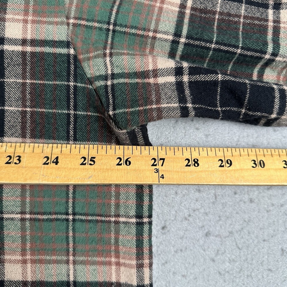 The Vermont Flannel Co Shirt Men's‎ XL Green Black Plaid 1/4 Button Band Collar - Picture 11 of 16